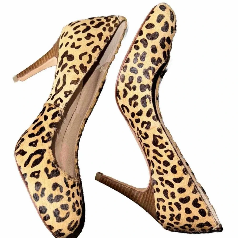 Lands End Leopard Print Heels Fur Comfort Women's  7.5 Animal Print